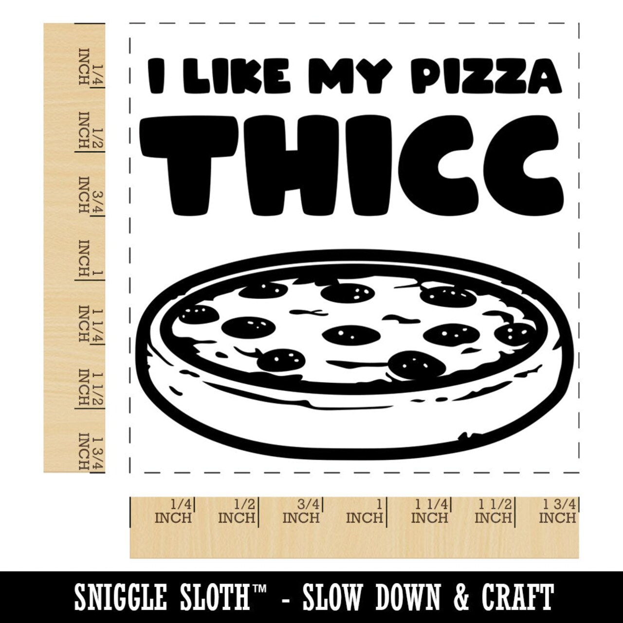 Thicc Thick Chicago Deep Dish Pizza Square Rubber Stamp for Stamping Crafting